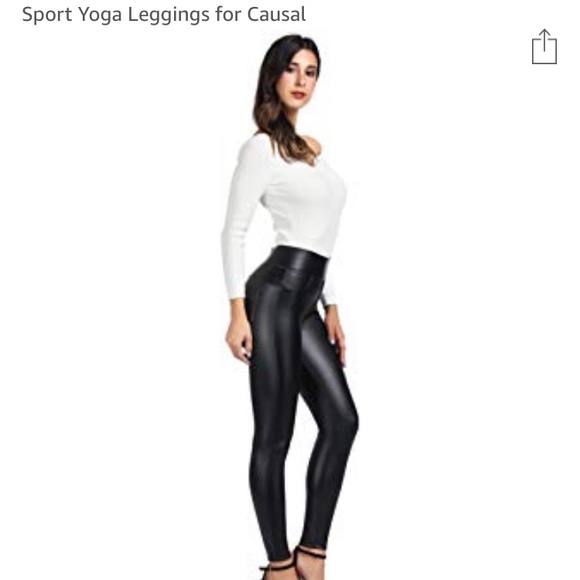 High Waisted Leather Leggings - Picture 3 of 4